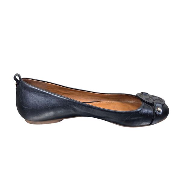 Tory Burch Mini Miller Black Leather Logo Pump Size 5.5M Comfy Flats - Picture 6 of 11